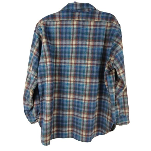 Pendleton Blue Plaid Jacket Moth HOLE XL Dry Clean Wool - Picture 2 of 10